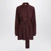 Loewe Silk Shirt With Belt In Burgundy