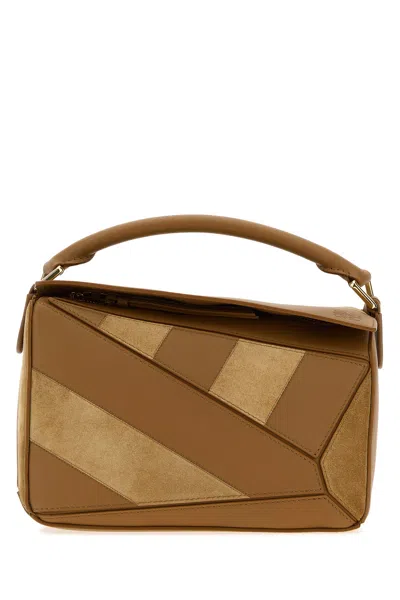 Loewe Borsa A Mano Puzzle Piccola In Pelle E Pelle Scamosciata Cammello  Donna
