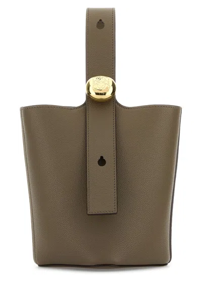 Loewe Borsa A Secchiello Pebble Mini In Pelle Tortora Donna