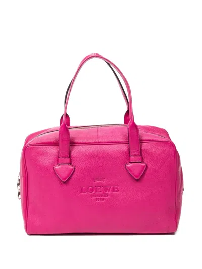 Pre-owned Loewe Boston Leather Logo-debossed Tote Bag In Pink
