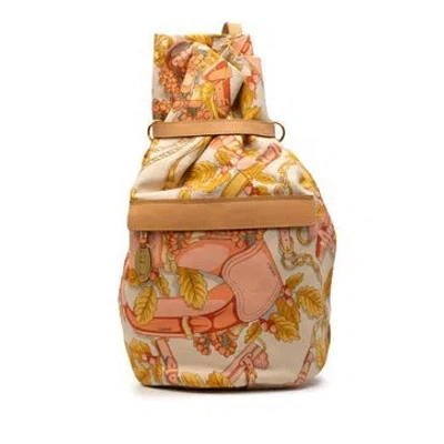 Pre-owned Loewe Botanical Printed Canvas And Calf Leather Backpack In White