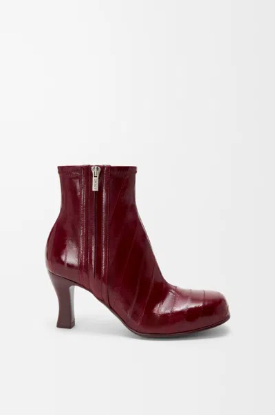 Loewe Eel Leather Bobine Ankle Boots 75 In Burgundy