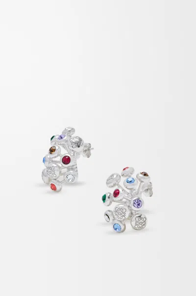 Loewe Push Pin Earrings In Sterling Silver And Crystals For Woman