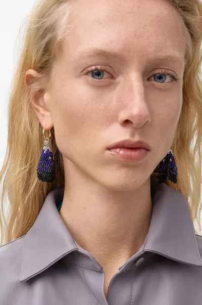 Loewe Shell Earrings In Sterling Silver And Beads For Woman In Blue