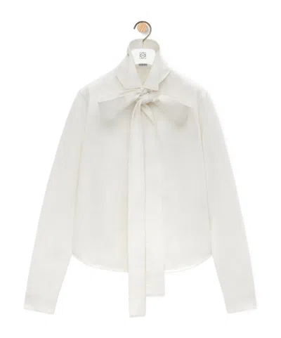 Loewe Bow-detail Cotton Shirt In White