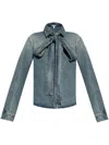 Loewe Bow-detail Denim Shirt In Blue