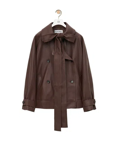 Loewe Bow Jacket In Nappa Lambskin In Brown
