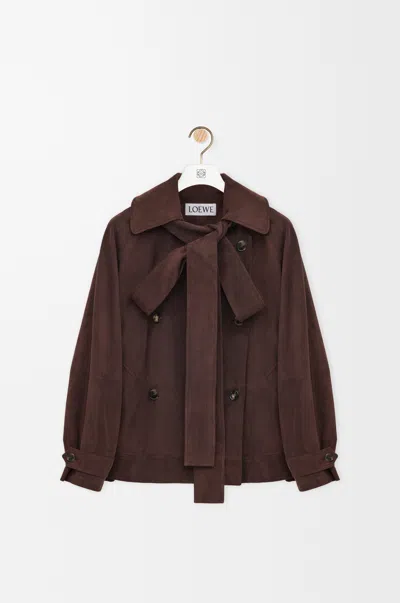 Loewe Bow Jacket In Suede Goatskin In Brown