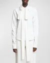 Loewe Bow Long-sleeve Button-down Shirt In White