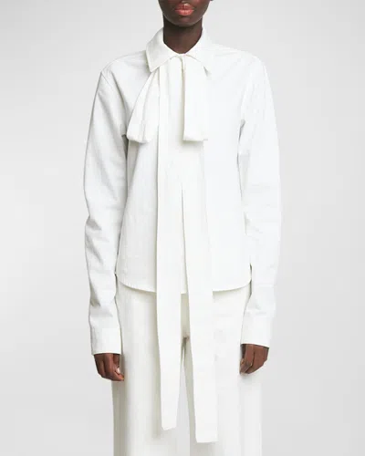 Loewe Bow Long-sleeve Button-down Shirt In White