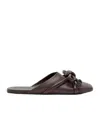 Loewe Bowknot Leather Mules In Brown