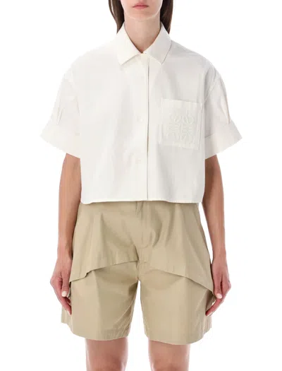 Loewe Boxy Short Sleeve Mini Shirt For Women In White