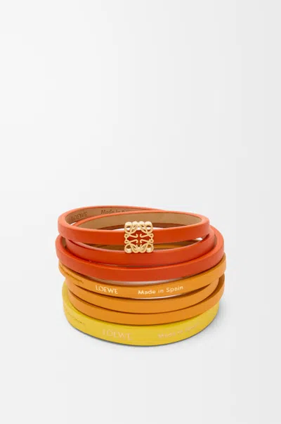 Loewe Twist Double Bracelet In Leather Skin Size:m For Woman In Multi