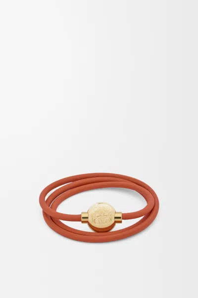 Loewe Anagram Embellished Leather Bracelet In Brown