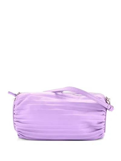 Pre-owned Loewe Bracelet Pouch Pleated Leather Shoulder Bag In Purple