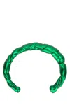 Loewe Twisted Metallic Open Cuff Bracelet In Darkgreen