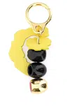 Loewe Metal And Leather Key Ring With Beads In Multicoloured