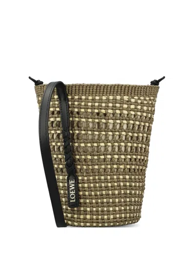 Loewe Braid Bucket Bag In Green