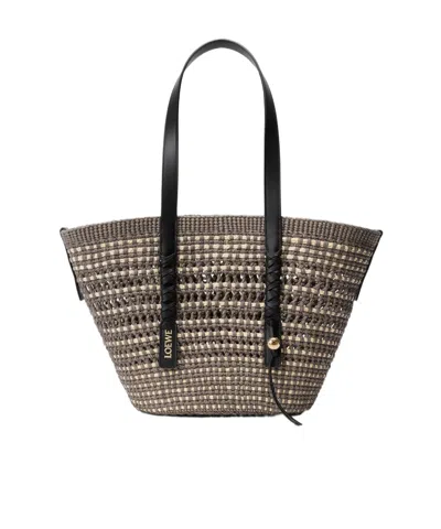 Loewe Braid Medium Woven Handbag In Brown