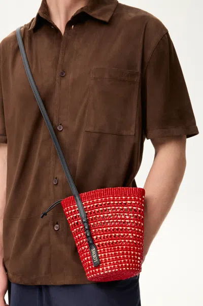 Loewe Braid Pocket In Iraca Palm And Leather Skin For Woman In Red