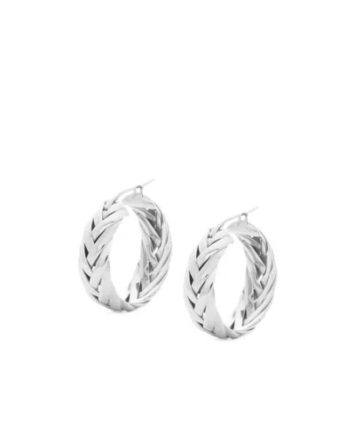 Loewe Braided Hoop Earrings In Sterling Silver For Woman In Red