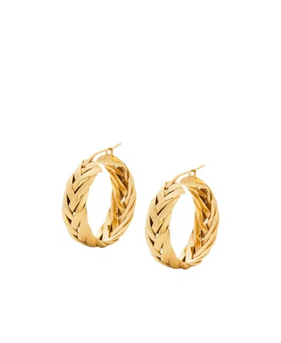 Loewe Braided Hoop Earrings In Sterling Silver In Gold