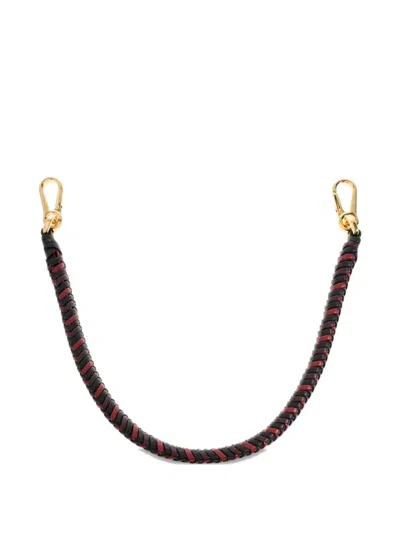 Loewe Braided Leather Bag Strap In Black