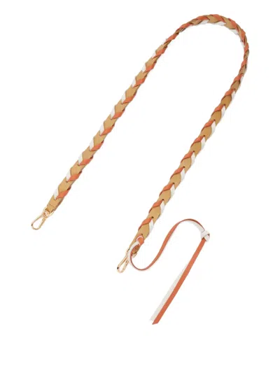 Loewe Braided-leather Bag Strap In Orange