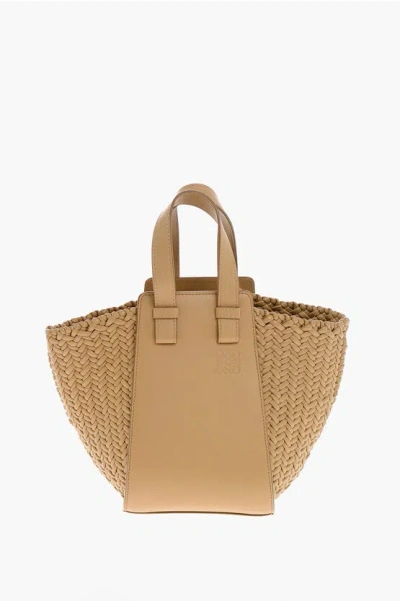 Loewe Braided Leather Mini Bag With Ton On Ton Monogram In Brown