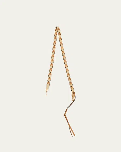 Loewe Braided Leather Shoulder Strap In Dark Butter/warm Dessert