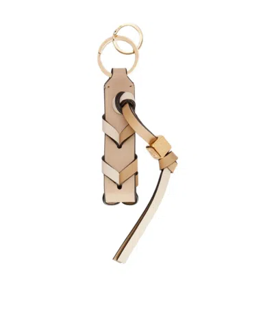 Loewe Braided Strap Keyring In Calfskin