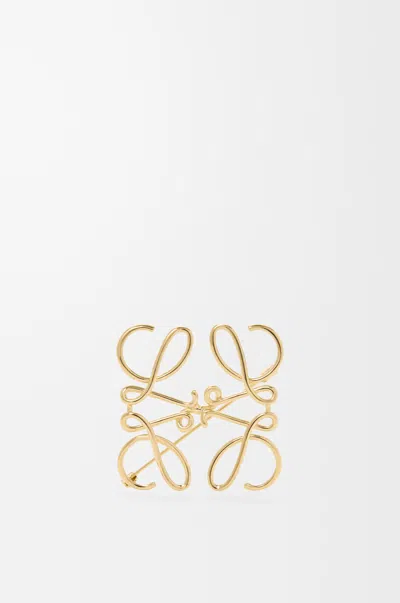 Loewe Anagram Brooch In Gold Metal Women