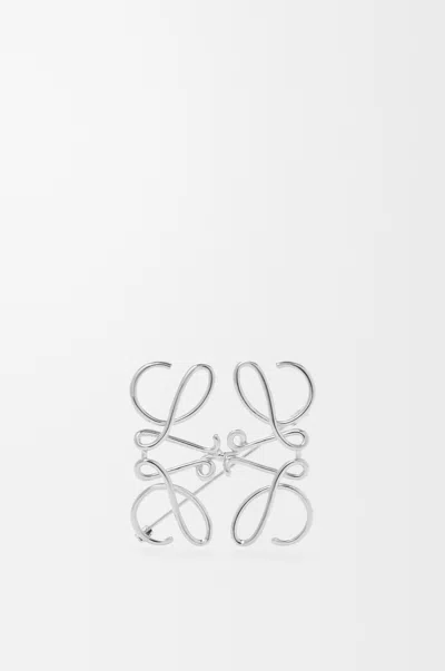 Loewe Anagram Brooch In Silver-tone Metal In Metallic
