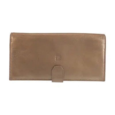 Pre-owned Loewe Bronze Leather Long Wallet (bi-fold) () In Brown