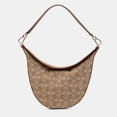 Pre-owned Loewe Brown Anagram Canvas Luna Hobo