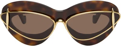 LOEWE BROWN & GOLD DOUBLE FRAME SUNGLASSES