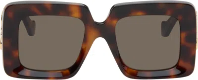 Loewe Brown Beveled Square Maxi Anagram Sunglasses In Multi