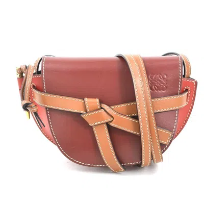 Pre-owned Loewe Brown Burgundy Red Color Leather Shoulder Bag () In Multi