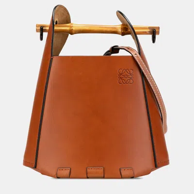 Pre-owned Loewe Brown Calfskin Bamboo Bucket Bag