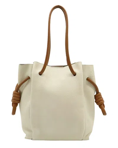 Loewe Brown Calfskin Flamenco Knot Small Tote (authentic Pre-loved) In Neutral