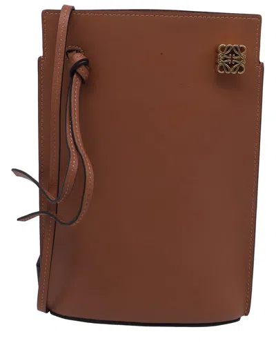 Loewe Brown Calfskin Leather Dice Pocket Shoulder Bag (authentic Pre-loved)