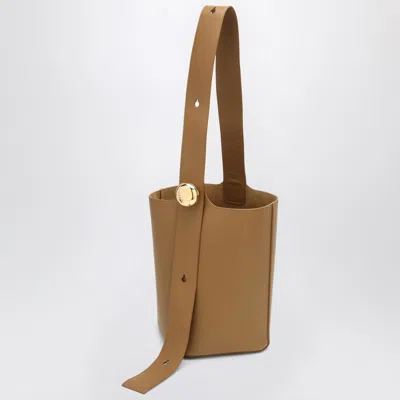 Loewe Brown Calfskin Pebble Bucket Medium Bag In Green