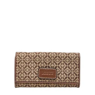 Pre-owned Loewe Brown Canvas Leather Long Wallet (tri-fold) ()
