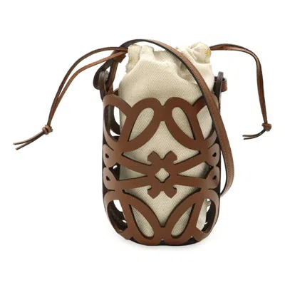 Pre-owned Loewe Brown Canvas Leather Pochette Pouch Shoulder Bag ()