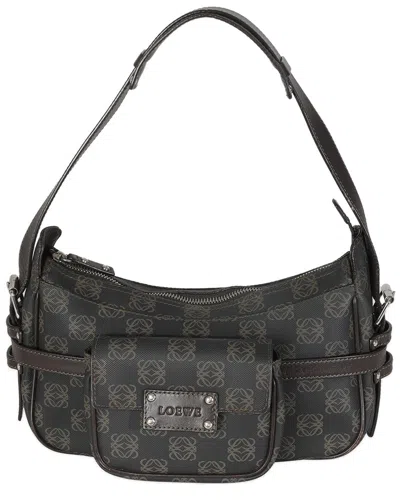 Loewe Brown Canvas Shoulder Bag (authentic Pre-loved) In Black