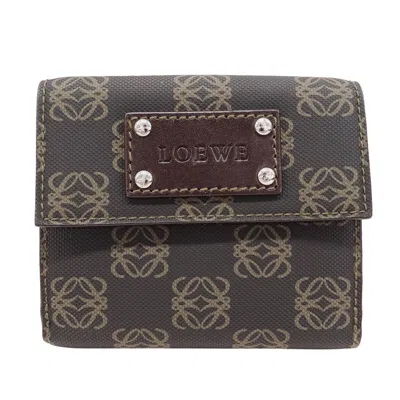 Pre-owned Loewe Brown Charcoal Gray Pvc Wallet (bi-fold) ()