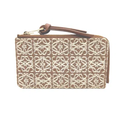 Pre-owned Loewe Brown Cream Canvas Leather Coin Purse/coin Case () In Brown, Cream