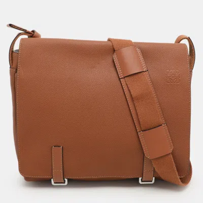 Pre-owned Loewe Brown Full Grain Leather Military Messenger Bag