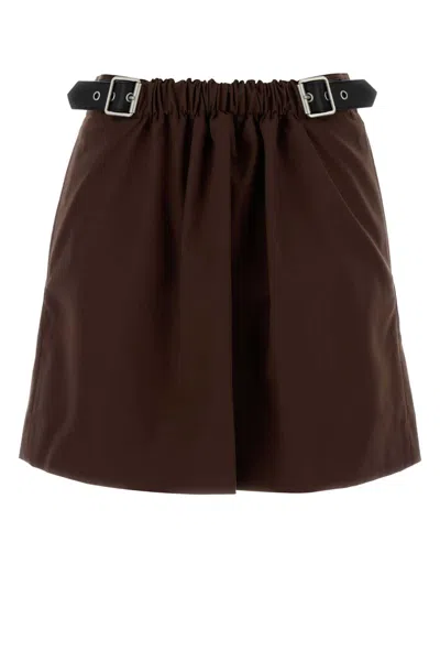 Loewe Brown Gabardine Mini Skirt