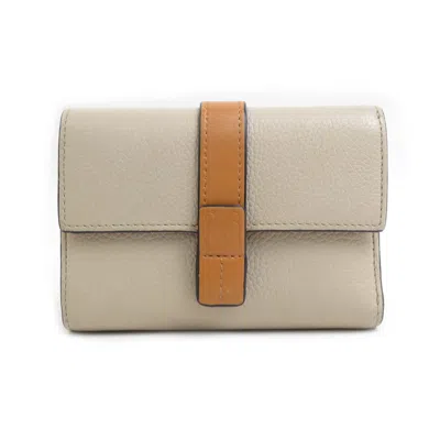 Pre-owned Loewe Brown Grayish Pink Leather Wallet (tri-fold) () In Multi
